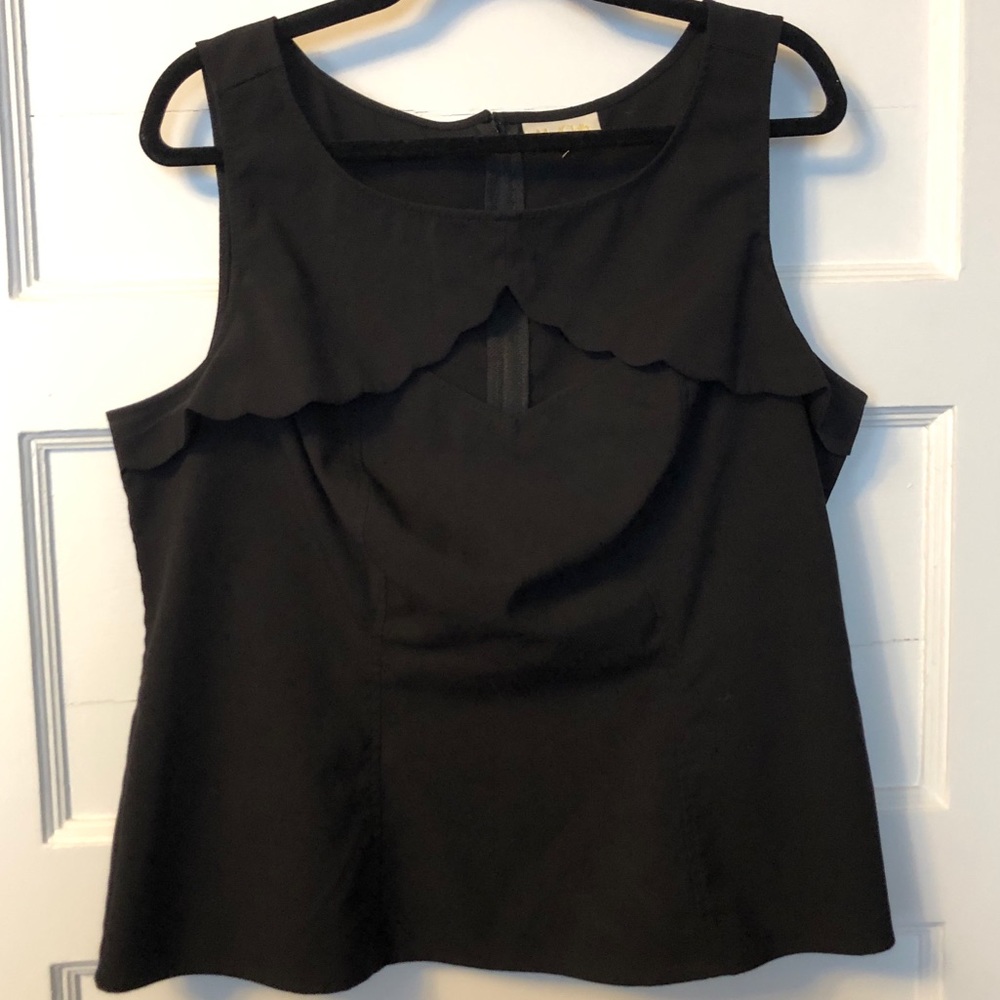 Sexy ModCloth black scalloped cut out top - 1x
